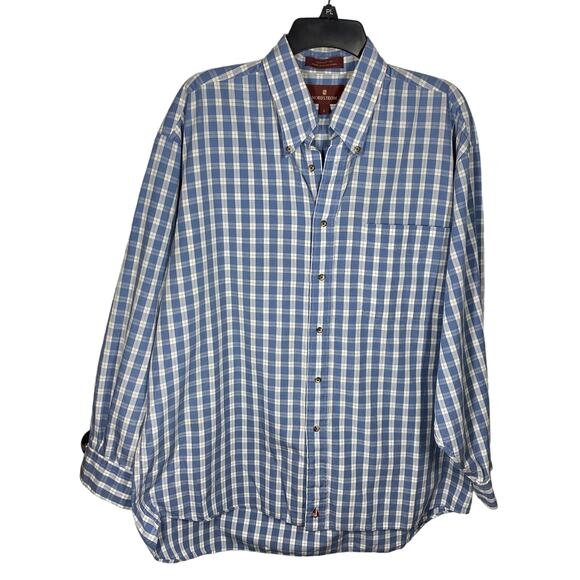 Nordstrom Other - Nordstrom Button Down Shirt Blue White Checkered 100% Cotton Mens Size Large